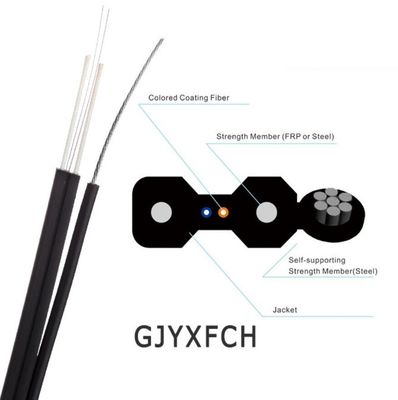 Cabo de fibra ótica da gota da manutenção programada autossuficiente FTTH do núcleo do núcleo 2 de GJYXFCH 1