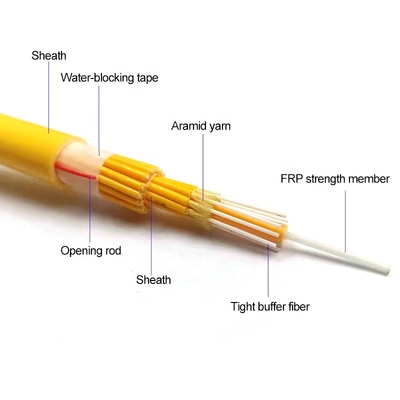Cabo de fibra ótica interno GJPFJH 4 da força G652D do fio de LSZH Aramid núcleos 6 8 12 24 48