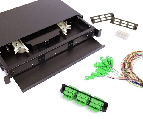 Painel de remendo de emenda da fibra ótica da montagem em rack do núcleo SC/FC/ST/LC de FTTH 12-24