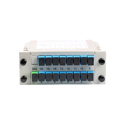 Divisor 1X16 de fibra ótica tipo cassette dos conectores do SC UPC da caixa do ABS do divisor do Plc da montagem em rack