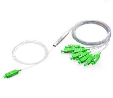 O SC APC 1 entrou 8 o divisor de aço do PLC da fibra ótica do tubo da saída 1x8