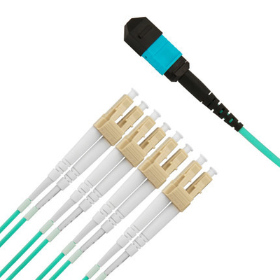 O cabo de remendo de 12 núcleos ventila para fora Kit Fiber MTP Jumper Breakout Cord 2.0mm MPO ao LC
